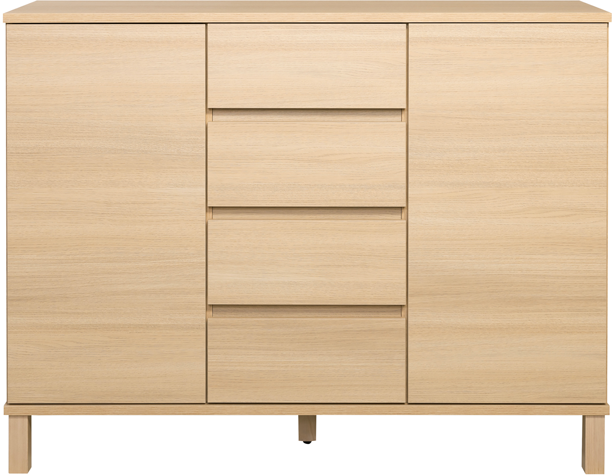 Sata korkea senkki nro 64. 138cm 2 ovea + 4ltk vaalea tammi, kantikas jalka