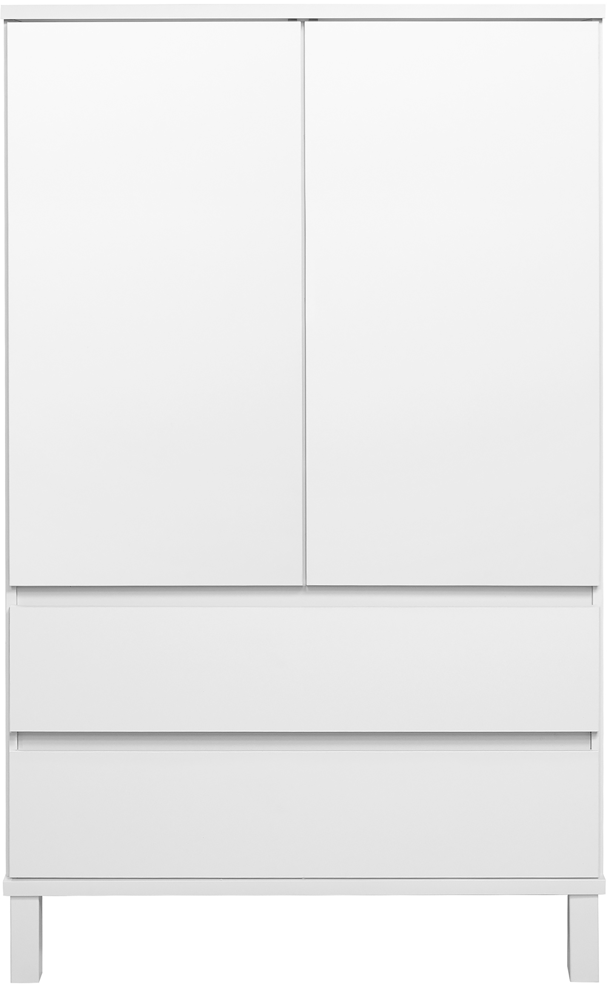 Sata matala vitriini nro 108. puuovilla 92cm laatikoilla valkoinen, kantikas jalka