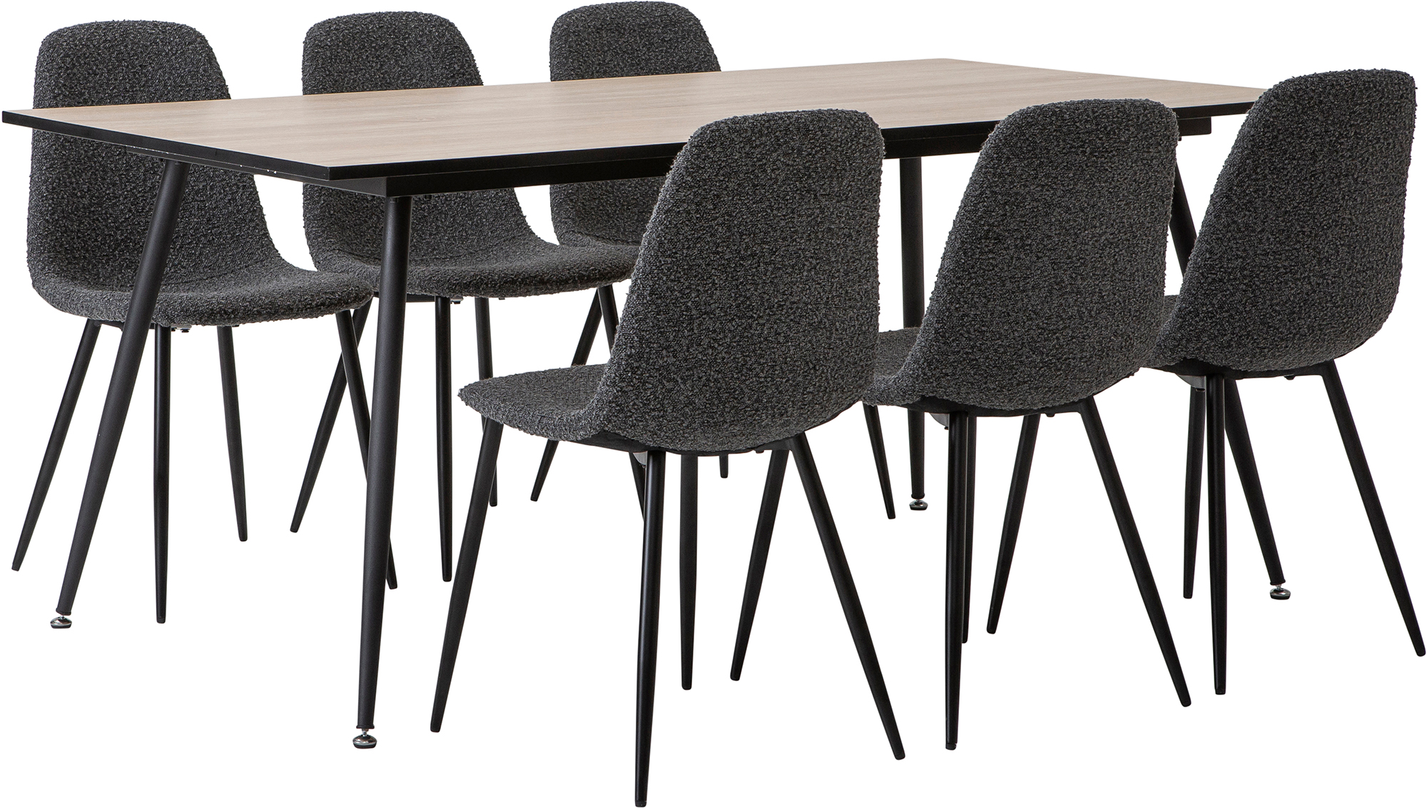 Montpellier & Maria ruokailuryhmä 180x90cm kuudelle, puunsävy/tummanharmaa